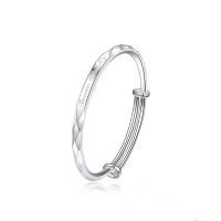 Brass Bangle, silver color plated, Adjustable & for woman, silver color, Sold By PC
