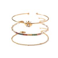 Rhinestone Bracelet Zinc Alloy with Plastic Pearl & Brass KC gold color plated multilayer & for woman & with rhinestone Length Approx 5.9-6.3 Inch Sold By PC