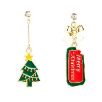 Christmas Earrings Zinc Alloy gold color plated Christmas Design & for woman & enamel & with rhinestone nickel lead & cadmium free Sold By Pair