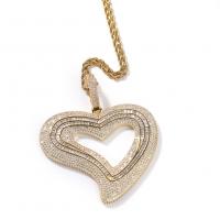 Cubic Zircon Micro Pave Brass Necklace with 316L Stainless Steel Chain Heart plated French Rope Chain & micro pave cubic zirconia & for woman & hollow Length Approx 24 Inch Sold By PC