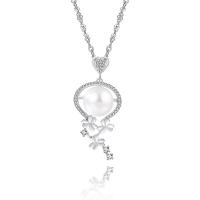 Cubic Zircon Micro Pave 925 Sterling Silver Necklace platinum color plated Length Approx 17.71 Inch Sold By PC