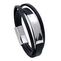 PU Leather Cord Bracelets with Titanium Steel & for man Sold By PC