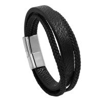 PU Leather Cord Bracelets, with Titanium Steel, different length for choice & for man, more colors for choice, Sold By PC
