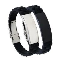 Silicone Bracelets, with Titanium Steel, for man, more colors for choice, 13mm, Length:Approx 8.85 Inch, Sold By PC