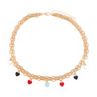 Tibetan Style Jewelry Necklace, gold color plated, fashion jewelry & multilayer & for woman & enamel, multi-colored, Length:51-58 cm, Sold By PC