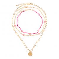 Multi слой ожерелье, цинковый сплав, с Seedbead, плакирован золотом, три части & ювелирные изделия моды & Женский, разноцветный, длина:38-45 см, продается указан