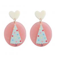 Christmas Earrings Resin with Zinc Alloy fashion jewelry & Christmas jewelry & for woman multi-colored Sold By Pair