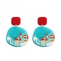 Christmas Earrings Resin with Zinc Alloy fashion jewelry & Christmas jewelry & for woman Sold By Pair