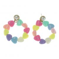 Resin Earring Zinc Alloy with ABS Plastic Pearl & Resin fashion jewelry & for woman Random Color Sold By Pair