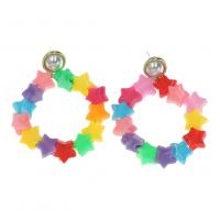 Resin Earring Zinc Alloy with ABS Plastic Pearl & Resin fashion jewelry & for woman Sold By Pair