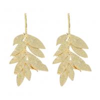 Tibetan Style Drop Earring, Leaf, plated, fashion jewelry & for woman, more colors for choice, 68x33mm, Sold By Pair
