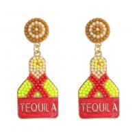 Earring Jewelry Zinc Alloy with Seedbead gold color plated fashion jewelry & for woman & enamel Sold By Pair
