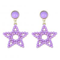 Earring Jewelry Zinc Alloy with Seedbead Star gold color plated fashion jewelry & for woman Sold By Pair