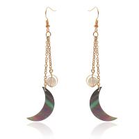 Shell Earrings Iron with Shell & Crystal fashion jewelry & for woman golden nickel lead & cadmium free 90mm Sold By Pair
