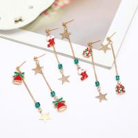 Christmas Earrings Zinc Alloy gold color plated Christmas Design & for woman & enamel nickel lead & cadmium free 75mm Sold By Pair