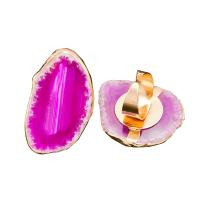 Agate Finger Ring, with Brass, irregular, gold color plated, Unisex, more colors for choice, 39-45mm, Sold By PC