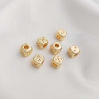Brass Beads,  Square, real gold plated, DIY, golden, nickel, lead & cadmium free, 7mm, Sold By PC