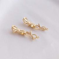Brass Clasp Bowknot real gold plated DIY golden nickel lead & cadmium free 32mm Sold By Set