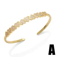 Brass Cuff Bangle 18K gold plated & micro pave cubic zirconia & for woman golden nickel lead & cadmium free Sold By PC