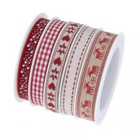 Christmas Ribbons, Polyester, 5 pieces & Christmas Design & DIY, mixed colors, 5Spools/Lot, Sold By Lot