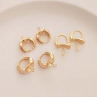 Brass Huggie Hoop Earring Finding, real gold plated, DIY & different styles for choice & micro pave cubic zirconia, golden, nickel, lead & cadmium free, Sold By Pair