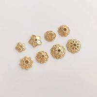 Brass Bead Cap Flower real gold plated & DIY golden nickel lead & cadmium free Sold By Bag