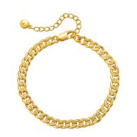 Brass Bracelet & Bangle, with 2.36inch extender chain, 18K gold plated, fashion jewelry & for woman, golden, nickel, lead & cadmium free, Length:Approx 6.69 Inch, Sold By PC