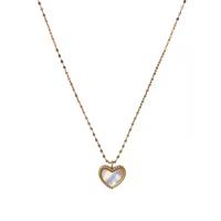 Nerezová ocel šperky náhrdelník, 304 Stainless Steel, s White Shell, s 2.56inch extender řetězce, Srdce, 18K pozlacené, módní šperky & pro ženy, zlatý, Délka Cca 15.95 inch, Prodáno By PC