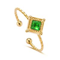 Ring Finger Titantium stali, 14K złota chromowana, biżuteria moda & dla kobiety & z sześcienną cyrkonią, złoty, 18mm, sprzedane przez PC
