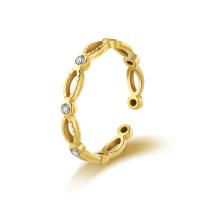 Titantium Steel δάχτυλο του δακτυλίου, Titanium Steel, κοσμήματα μόδας & μικρο ανοίξει κυβικά ζιρκονία & για τη γυναίκα, χρυσαφένιος, 20mm, Sold Με PC