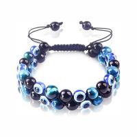 Gemstone Bracelets with Nylon Cord Round Double Layer & fashion jewelry & Unisex & evil eye pattern & adjustable 8mm Length 7.5-11.8 Inch Sold By PC