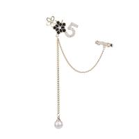 Brass One Piece Drop Earing with Resin Pearl Flower real gold plated fashion jewelry & micro pave cubic zirconia & for woman & enamel nickel lead & cadmium free Sold By PC