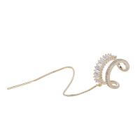 Mosiądz Jednoczęściowy drop earing, Platerowane prawdziwym złotem, biżuteria moda & mikro utorować cyrkonia & dla kobiety, złoty, bez zawartości niklu, ołowiu i kadmu, 15x13mm, sprzedane przez PC