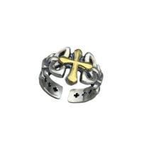 Sterling Silver Jewelry Finger Ring, 925 sterline d'argento, lucido, Regolabile & per l'uomo & cavo, colore originale, Venduto da PC