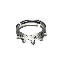 925 Sterling Silver Finger Rings Crown polished Adjustable & for woman original color Sold By PC