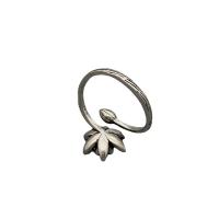 925 Sterling Silver Finger Rings, Flower, polished, Adjustable & for woman, original color, Sold By PC