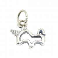 925 Sterling Silver Pendant, Unicorn, anoint, hollow, original color, 11.50x9mm, Sold By PC