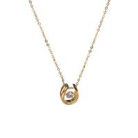 Кубический циркон микро проложить латуни ожерелье, Латунь, плакированный настоящим золотом, инкрустированное микро кубического циркония & Женский, золотой, 11mm, длина:43 см, продается PC