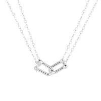 Brass Necklace, silver color plated, Double Layer & for woman, silver color, 16mm, Length:Approx 17.7 Inch, Sold By PC