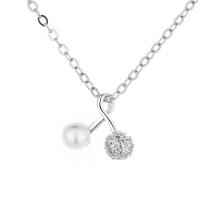 Cubic Zircon Micro Pave 925 Sterling Silver Necklace, with Shell Pearl, plated, micro pave cubic zirconia & for woman, more colors for choice, 450mm, Sold By Lot