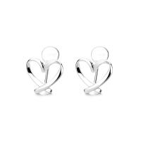 925 Sterling Silver Stud Earrings, Heart, plated, fashion jewelry & for woman, more colors for choice, 15x12mm, Sold By Lot
