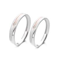 Anéis Couple dedo, 925 de prata esterlina, cromado de cor prateada, Ajustável, prateado, vendido por Lot