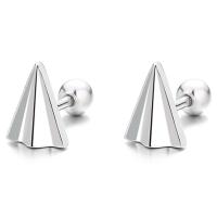 925 Sterling Silver Stud Earrings, Airplane, plated, fashion jewelry & for woman, more colors for choice, 7.20x5.50mm, Sold By Lot