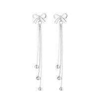 Fashion Fringe Earrings 925 Sterling Silver Bowknot plated fashion jewelry & for woman 55mm Sold By Lot