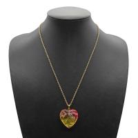 Lampwork Necklace with 304 Stainless Steel Chain Heart polished oval chain 30mm Sold Per 50 cm Strand
