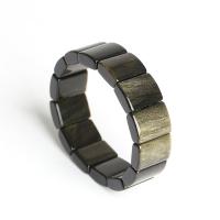 Gold- Obsidian Armband, Folk-Stil & unisex, 19x14mm, 14PCs/Strang, verkauft von Strang
