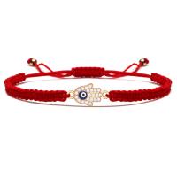 Evil Eye Jewelry Bracelet, Tibetan Style, with Polyester Cord, Adjustable & braided bracelet & micro pave cubic zirconia & for woman & enamel, more colors for choice, Length:Approx 14-28 cm, Sold By PC