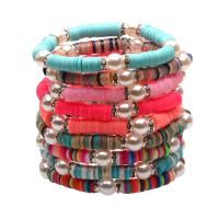 Fashion Bracelet & Bangle Jewelry, Polymer Clay, with Tibetan Style bead & Polyester Cord & Plastic Pearl, Adjustable & for woman, more colors for choice, Length:Approx 8.26 Inch, Sold By PC
