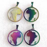 Titanium Steel Pendants, Map, Vacuum Ion Plating, brushed & for woman & hollow, more colors for choice, 30x40mm, Sold By PC