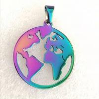 Titanium Steel Pendants Map Vacuum Ion Plating brushed & for woman & hollow Sold By PC